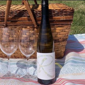 Leschi Riesling with picnic basket and stemware